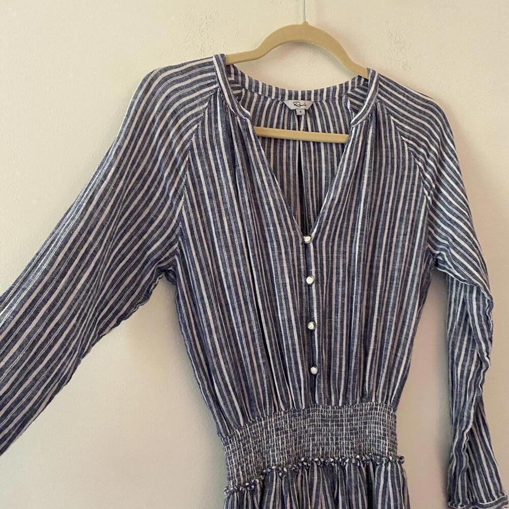 Rails Blue And White Jasmine Stripe Linen Long Sl… - image 2